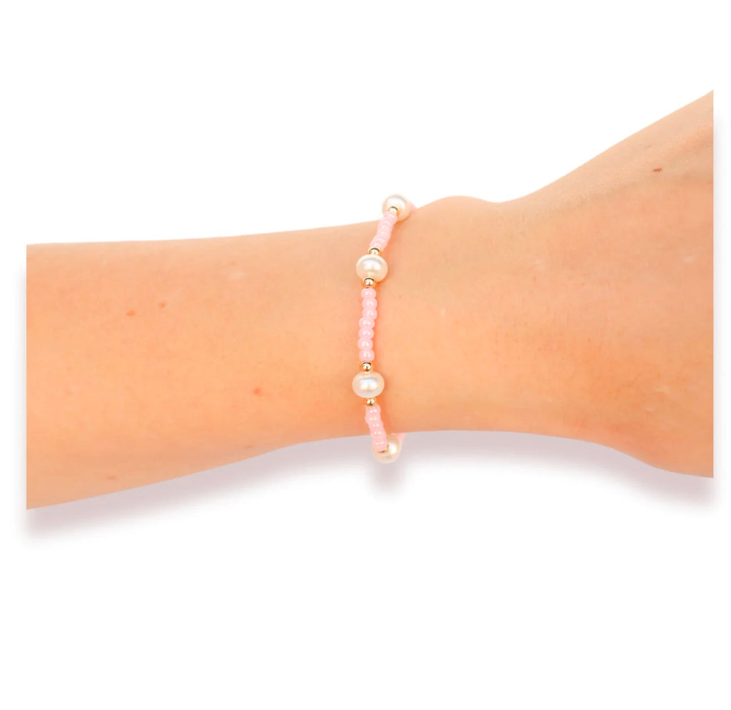 Beaded Blonde - Pastel Pink Pearl Bracelet
