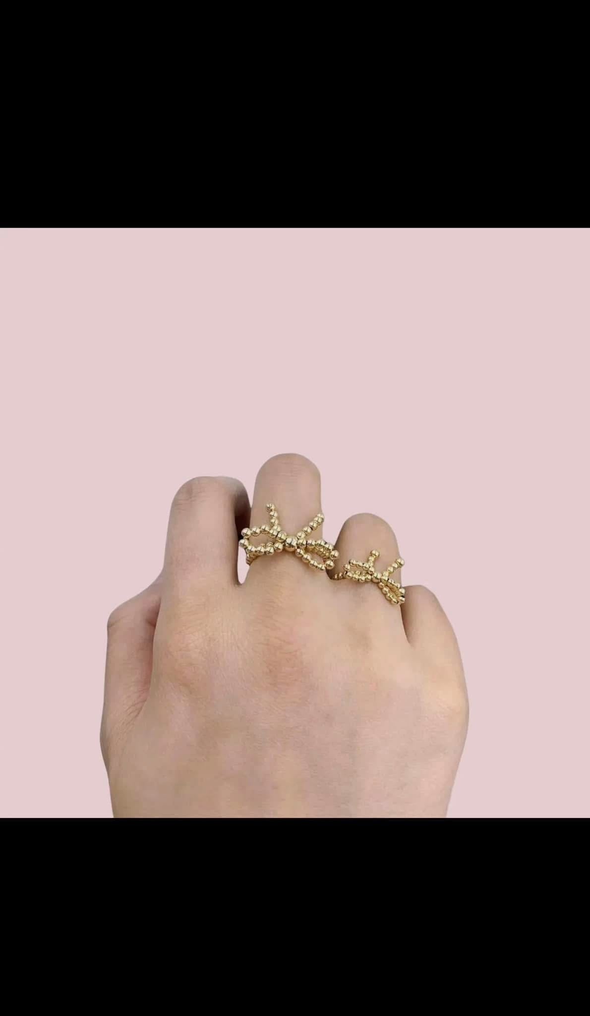 Beaded Blonde - Gold Bow Ring