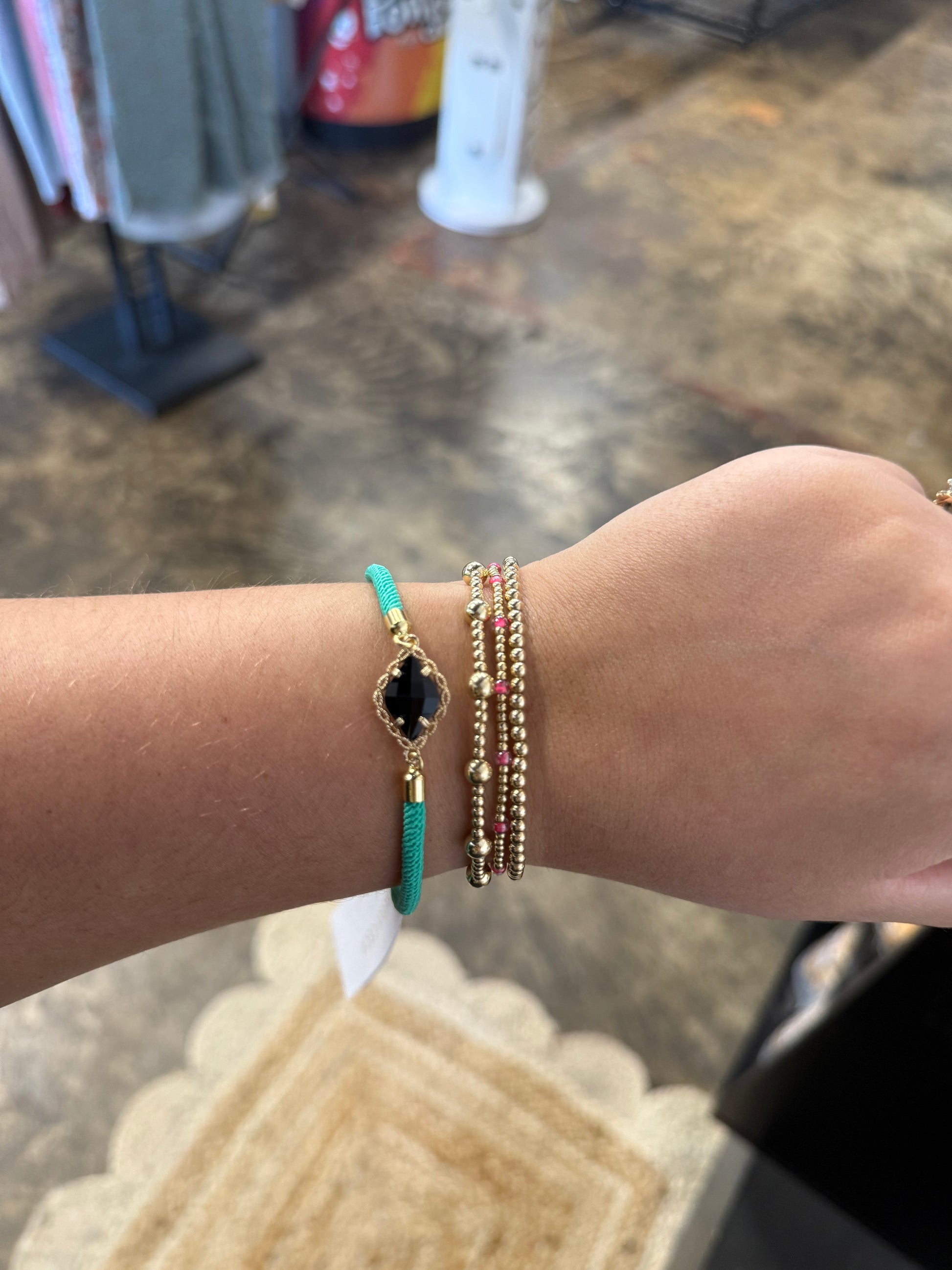 Cord Bracelet - Green - Black