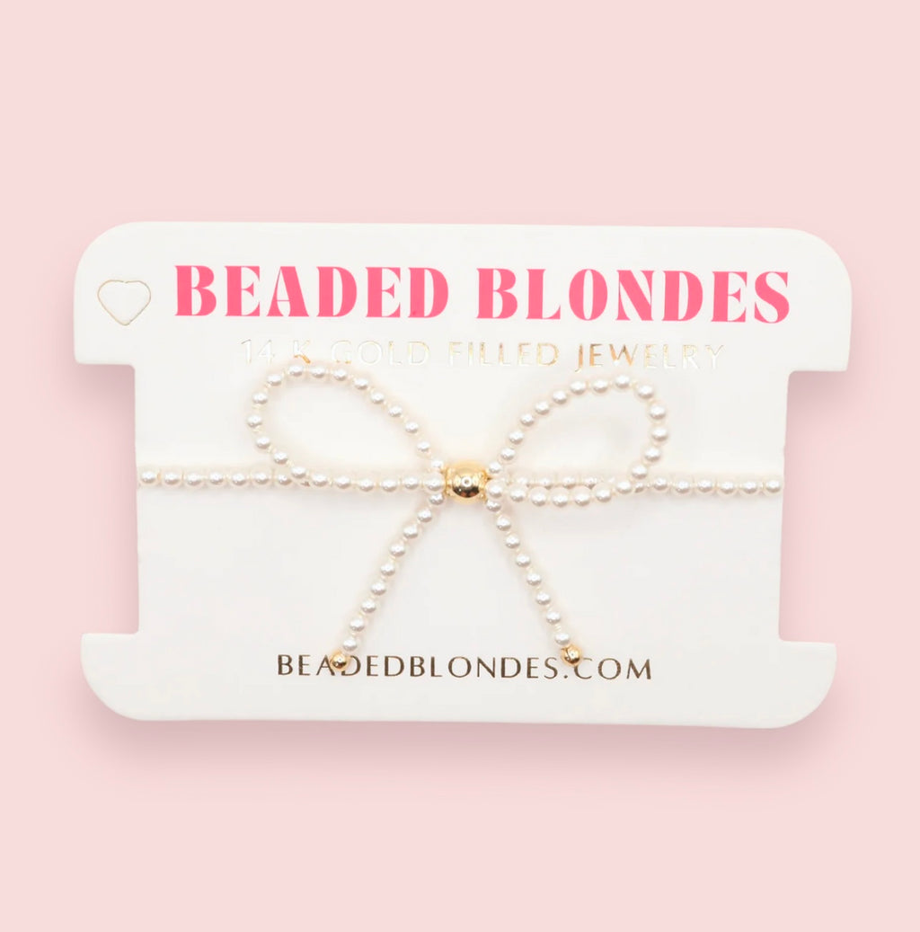 Beaded Blonde - Pearl Bow Bracelet