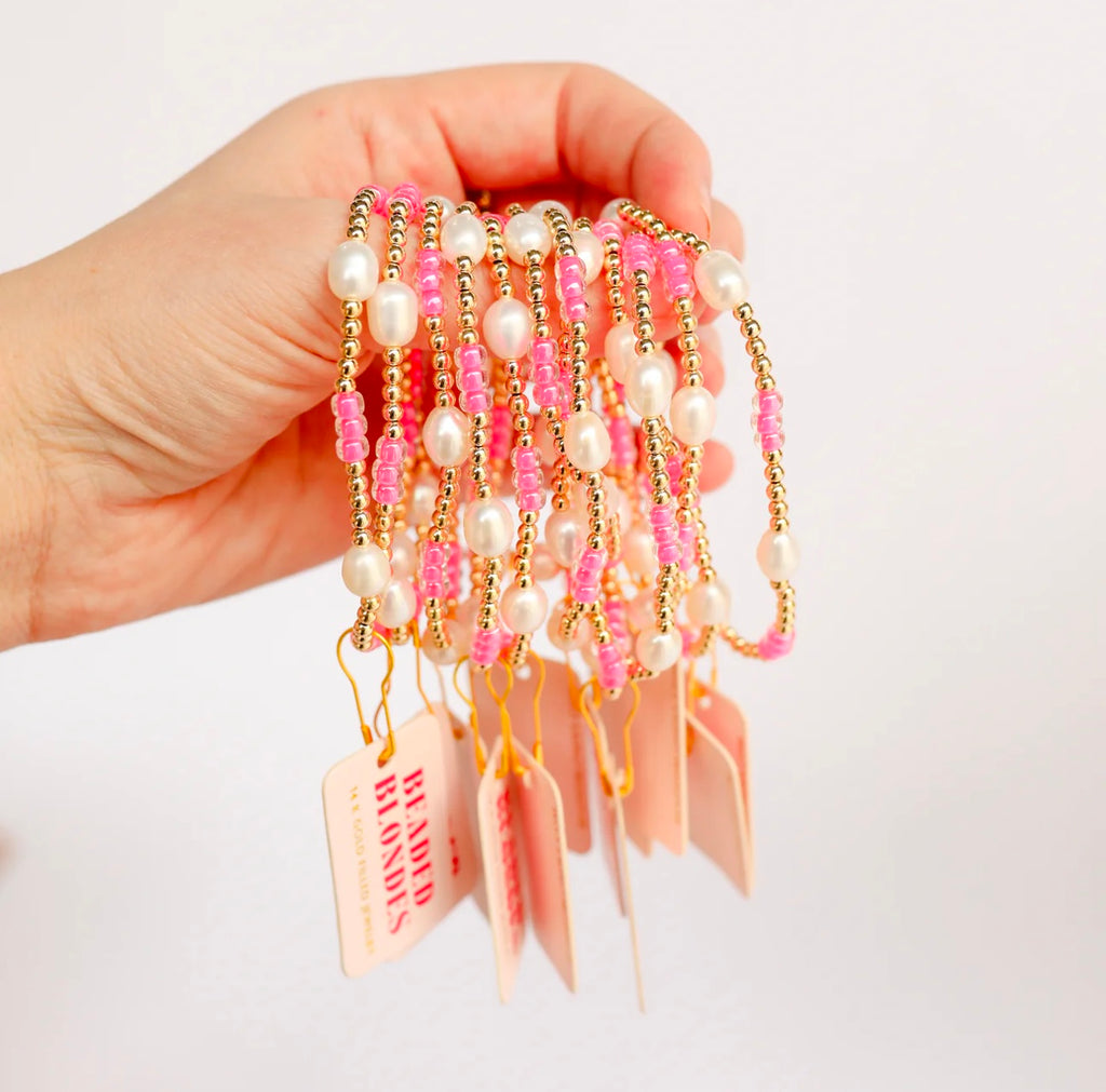 Beaded Blonde - Hot Pink Pearl Poppi Bracelet