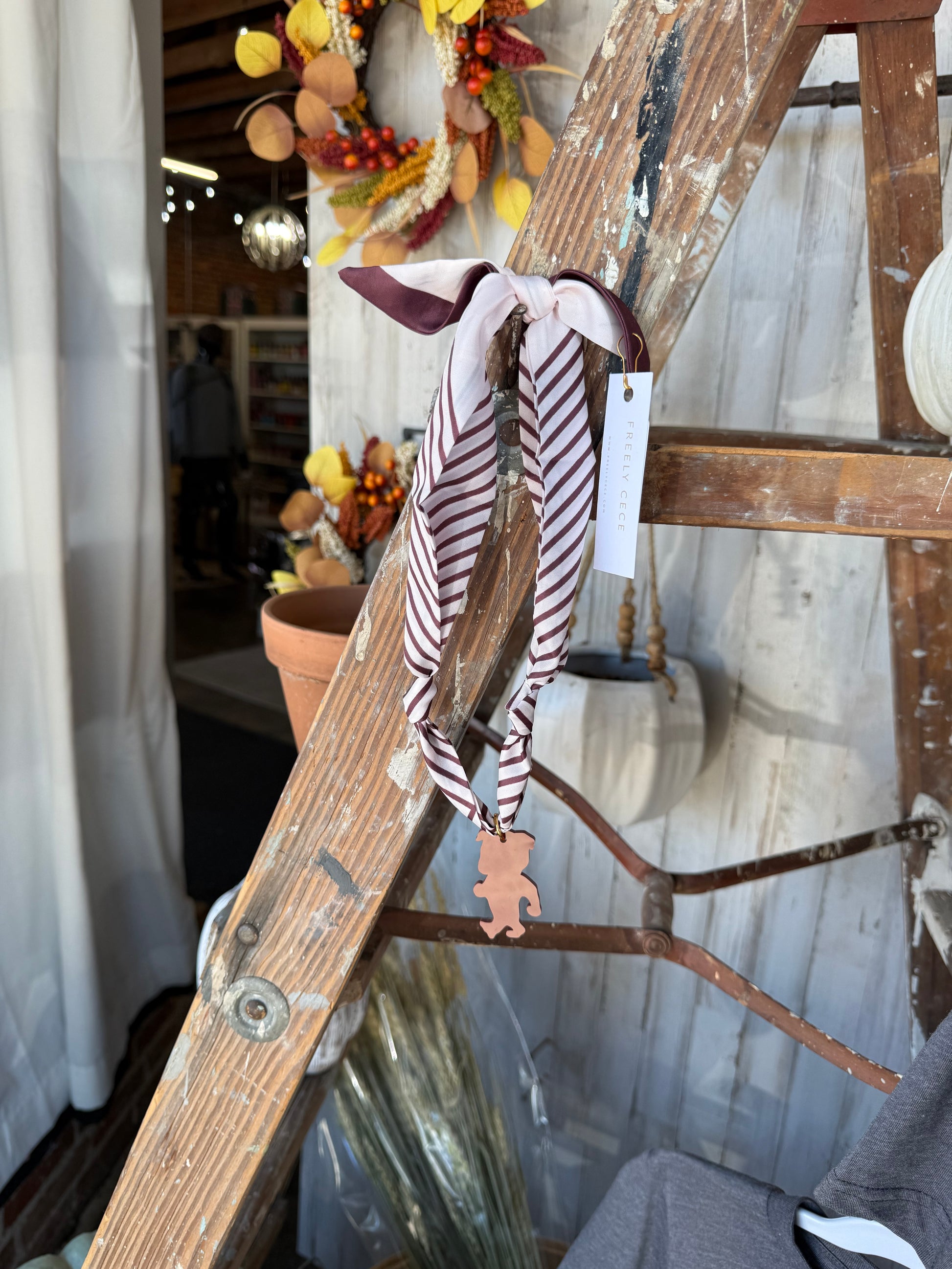Dawg Scarf Necklace - Maroon Stripe