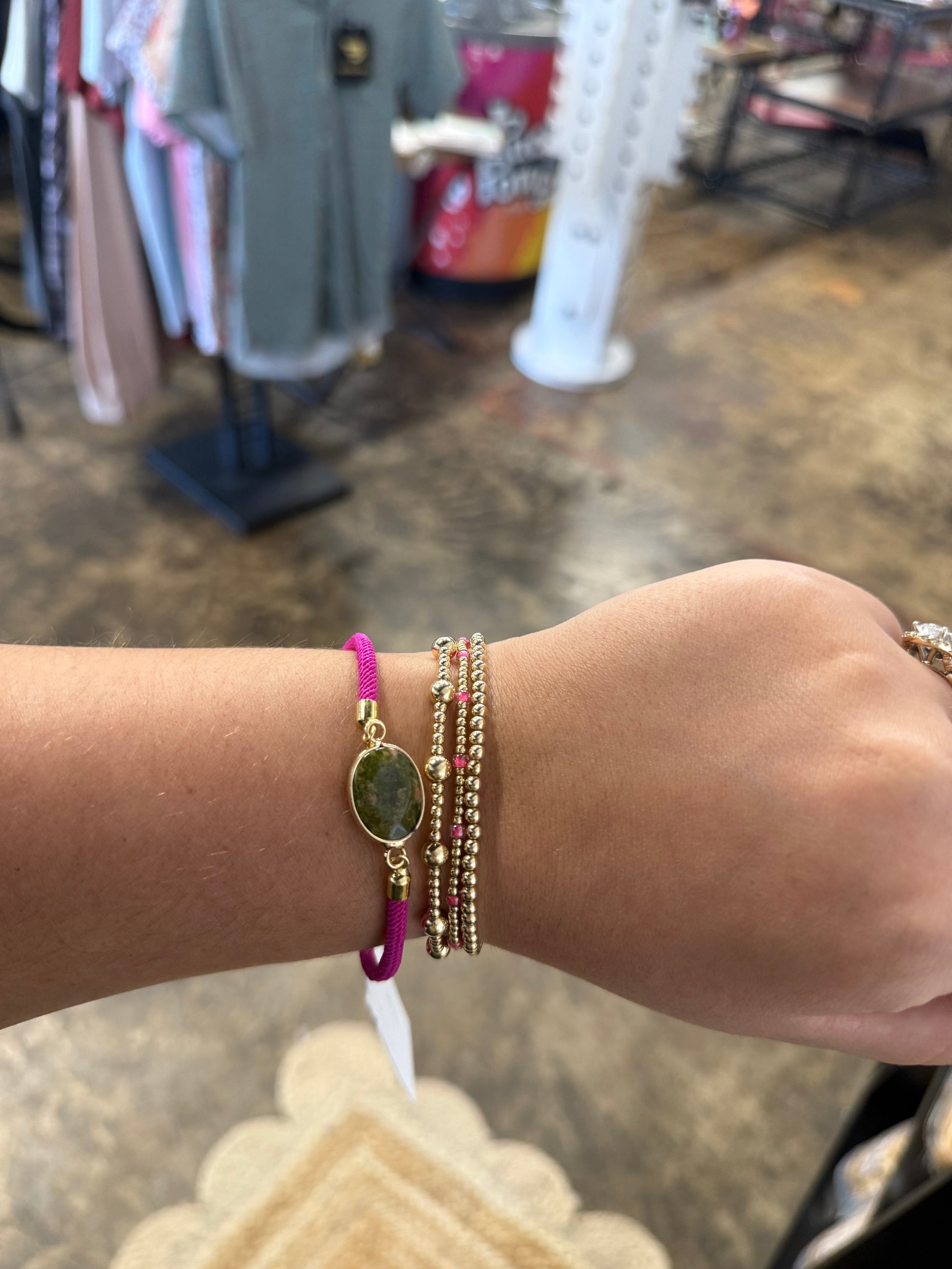 Cord Bracelet - Pink - Green