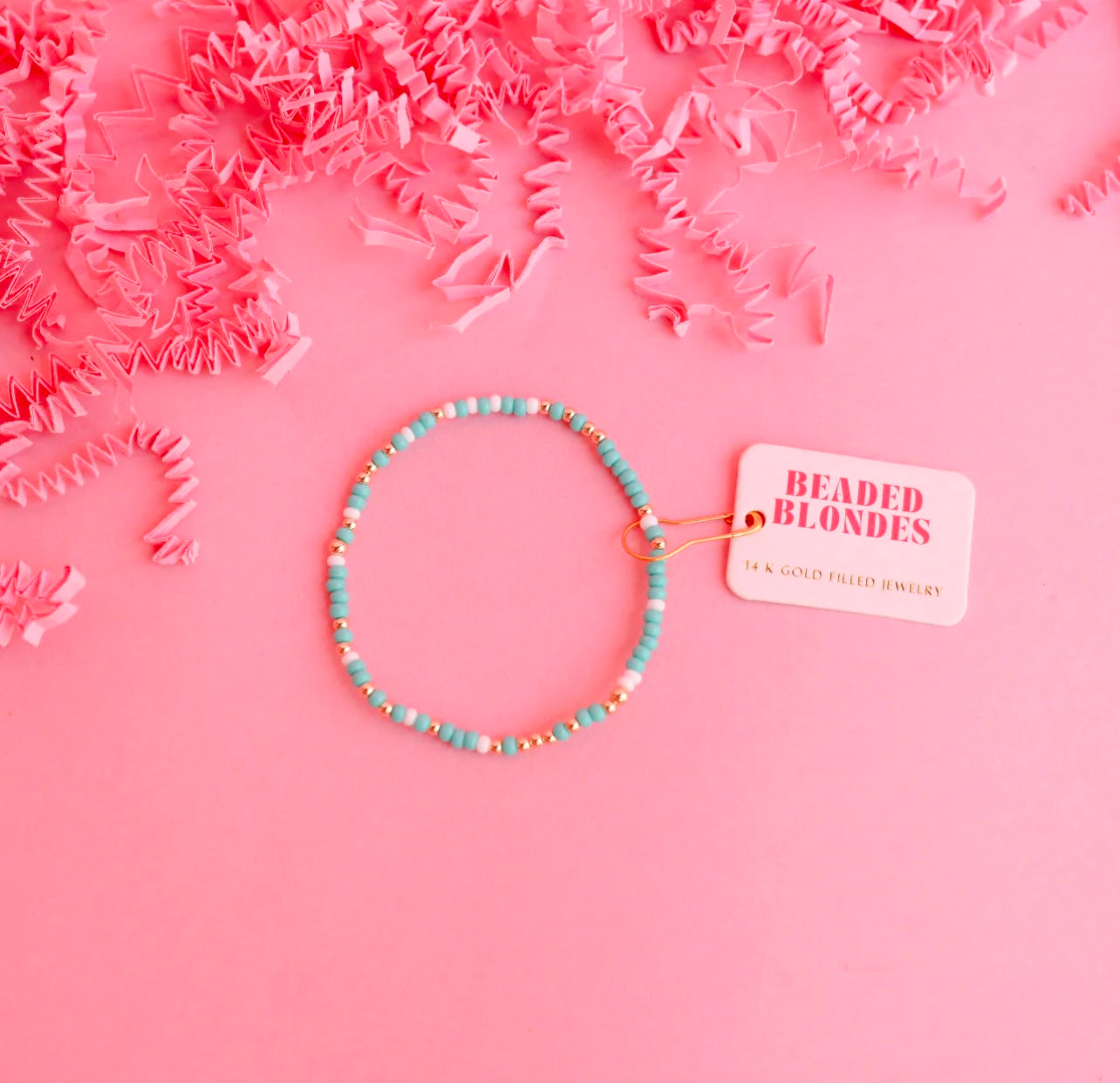 Beaded Blonde - Turquoise & White Sprinkle