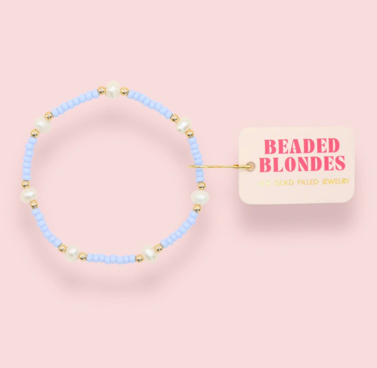 Beaded Blonde - Pastel Perwinkle Pearl Bracelet