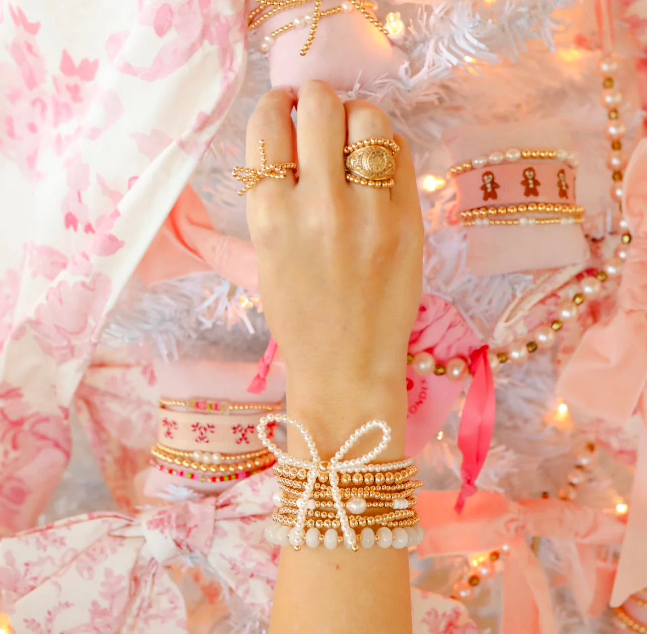Beaded Blonde - Pearl Bow Bracelet