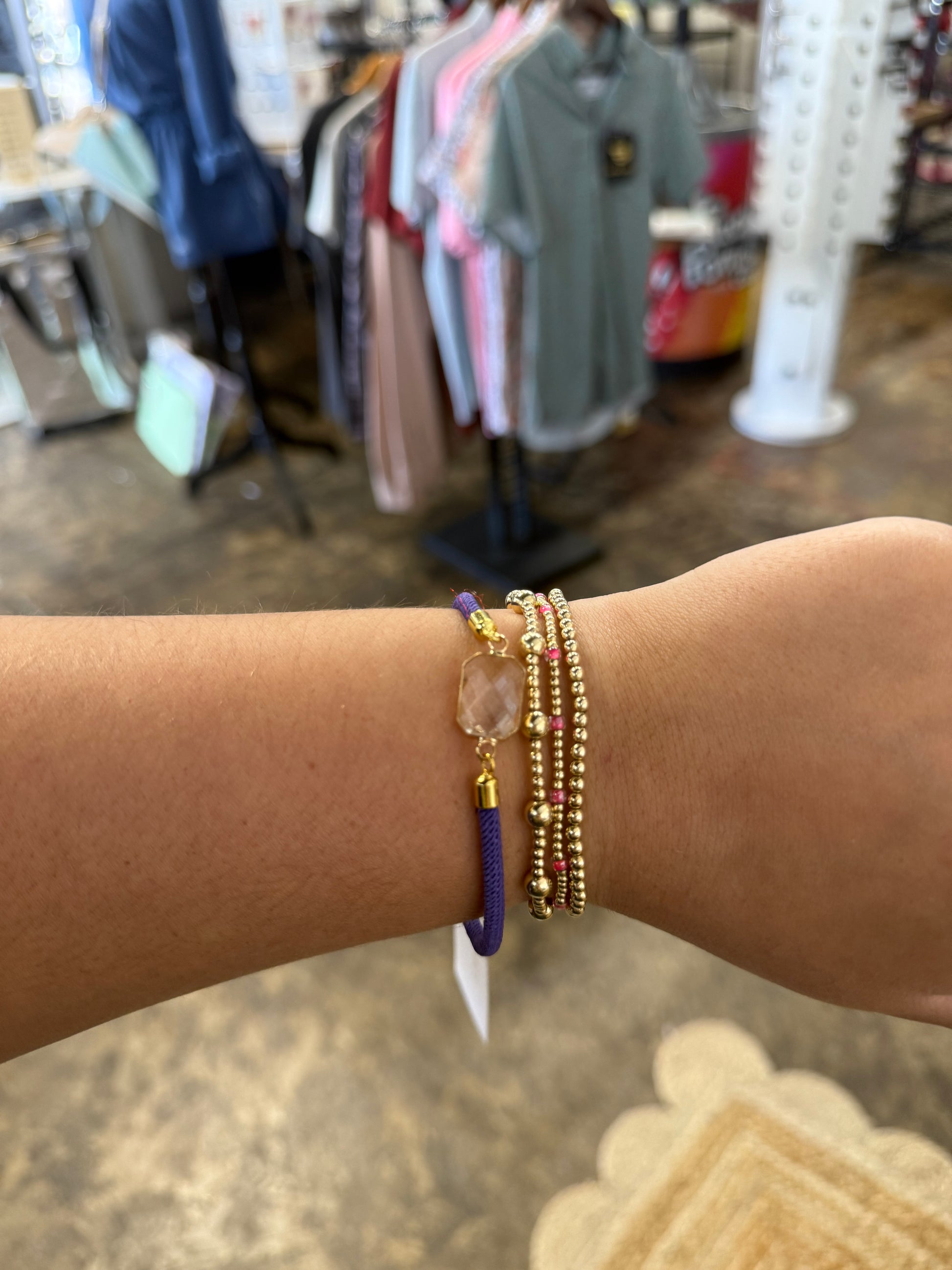 Cord Bracelet - Purple - Clear