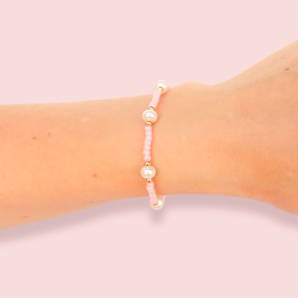 Beaded Blonde - Pastel Pink Pearl Bracelet