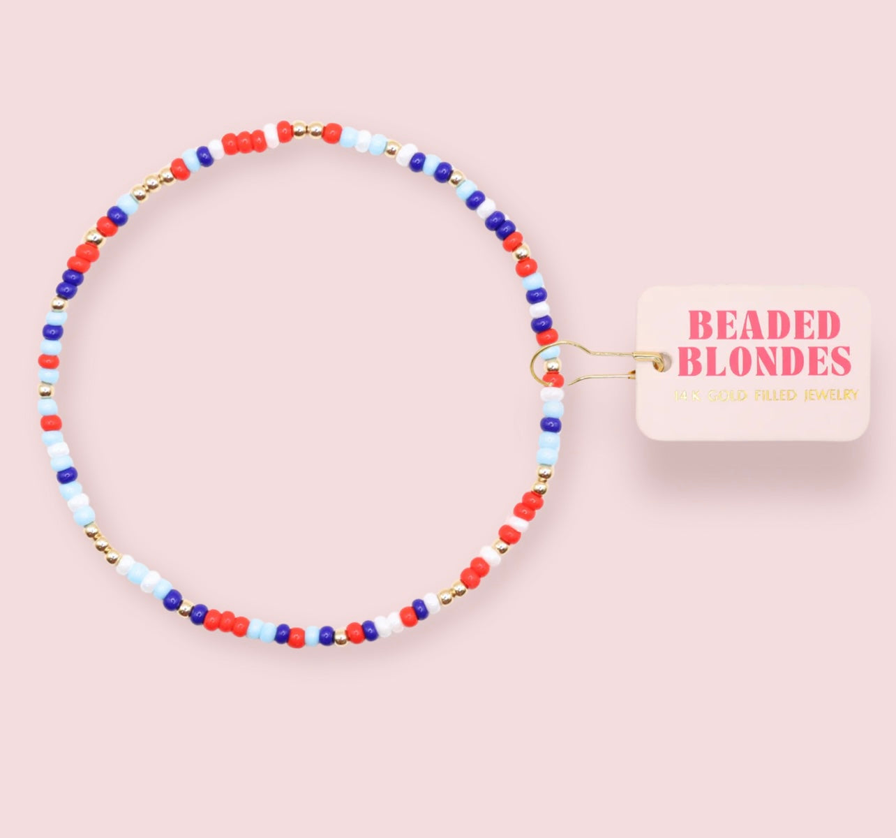 Beaded Blondes - Red, White & Blue Luster Sprinkle Anklet