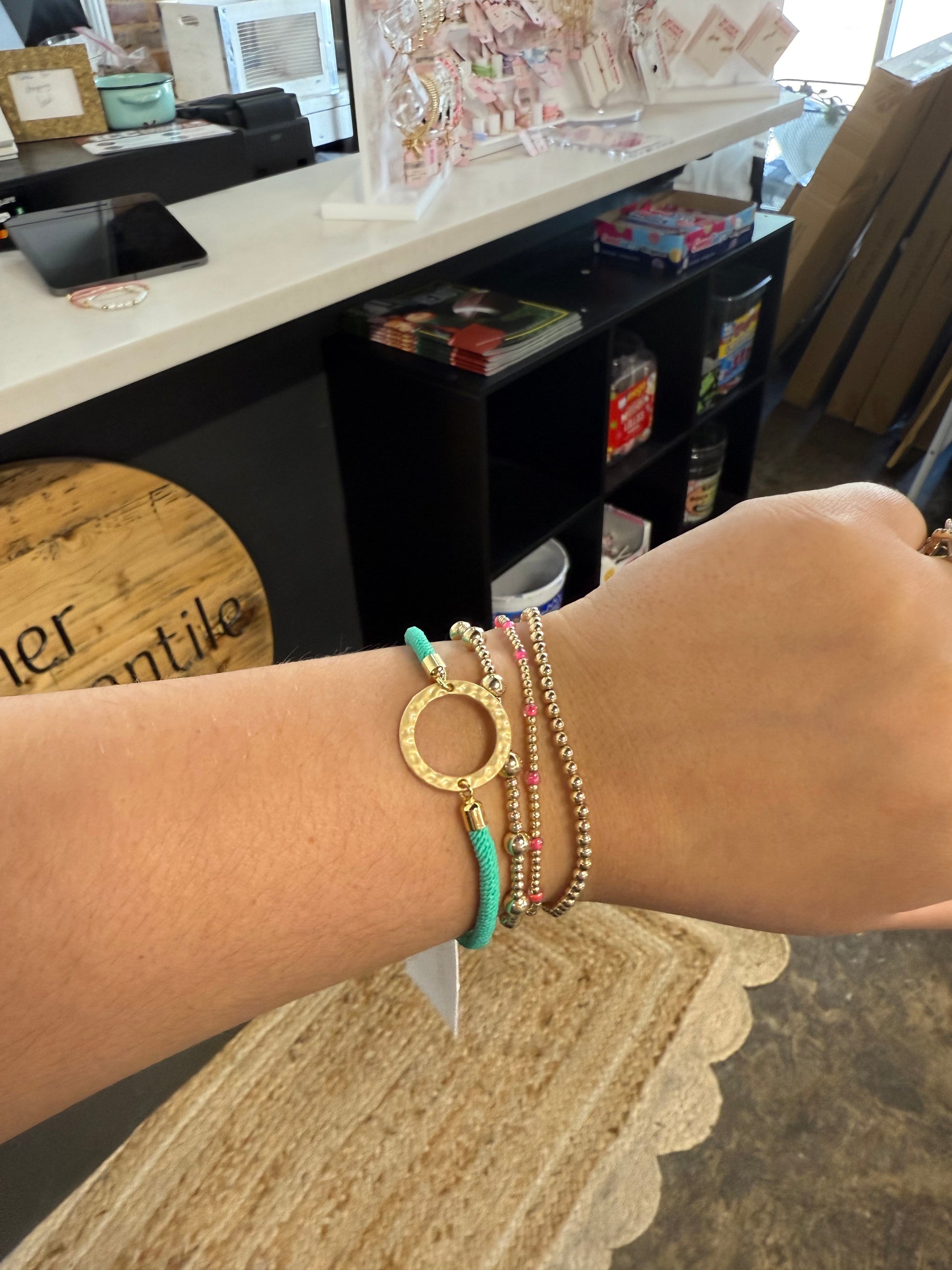 Cord Bracelet - Green - Circle