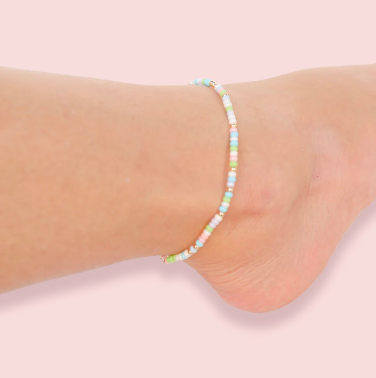 Beaded Blonde - Pastel Spring Anklet