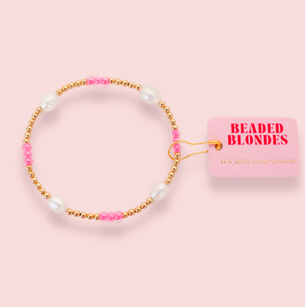 Beaded Blonde - Hot Pink Pearl Poppi Bracelet