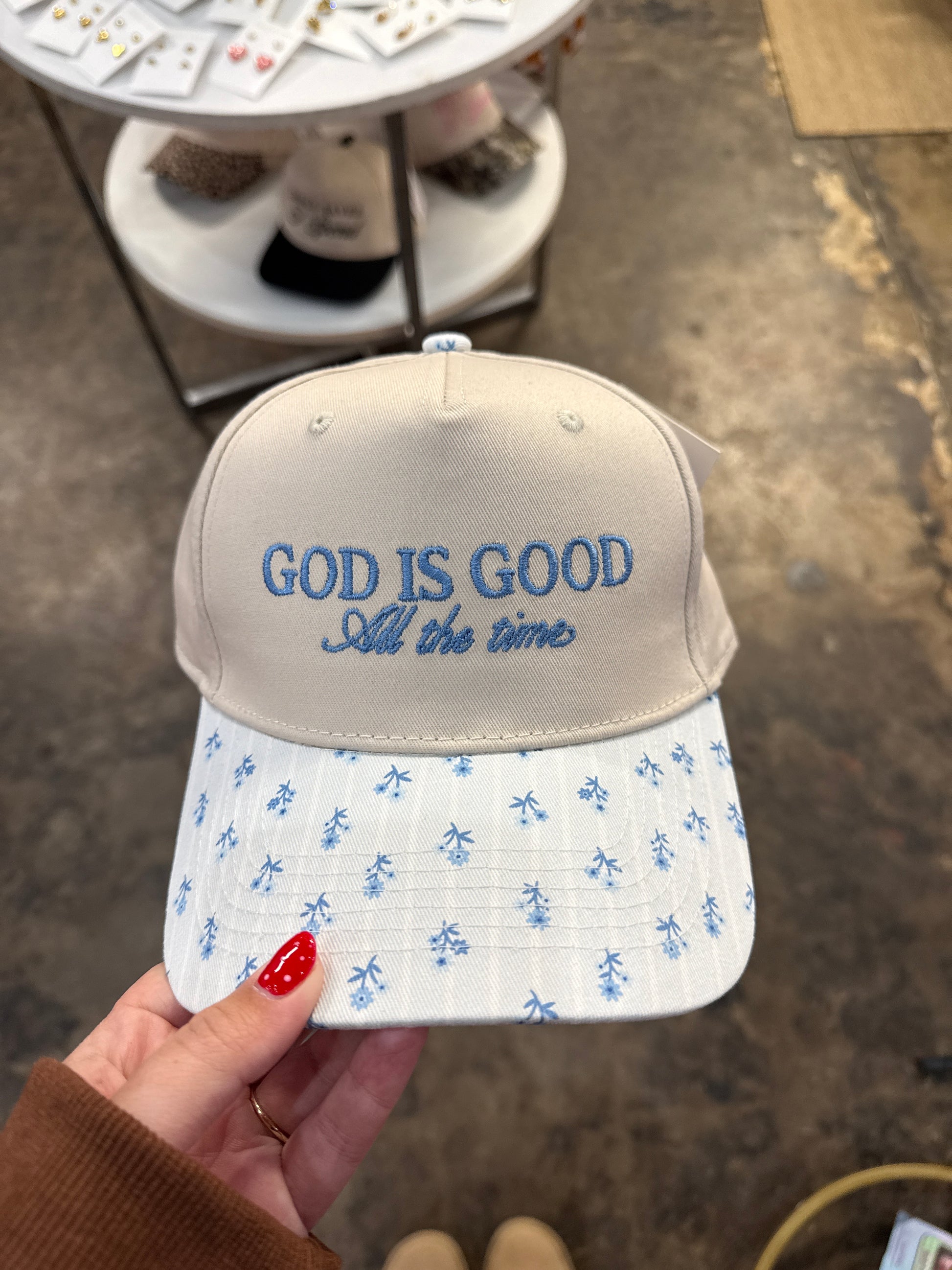 God Is Good Hat - Light Blue Floral