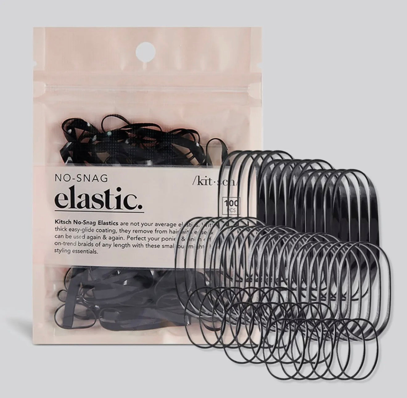 No-Snag Elastics 100 Pack - Black