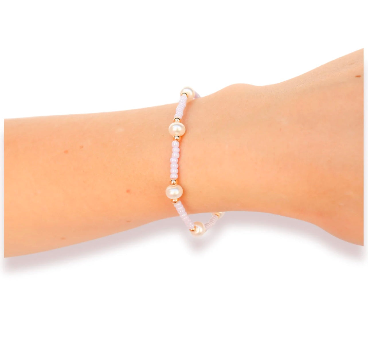 Beaded Blonde - Pastel Lilac Pearl Bracelet