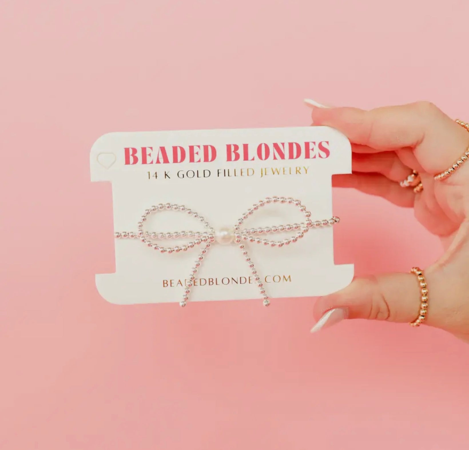 Beaded Blonde - Silver Bow