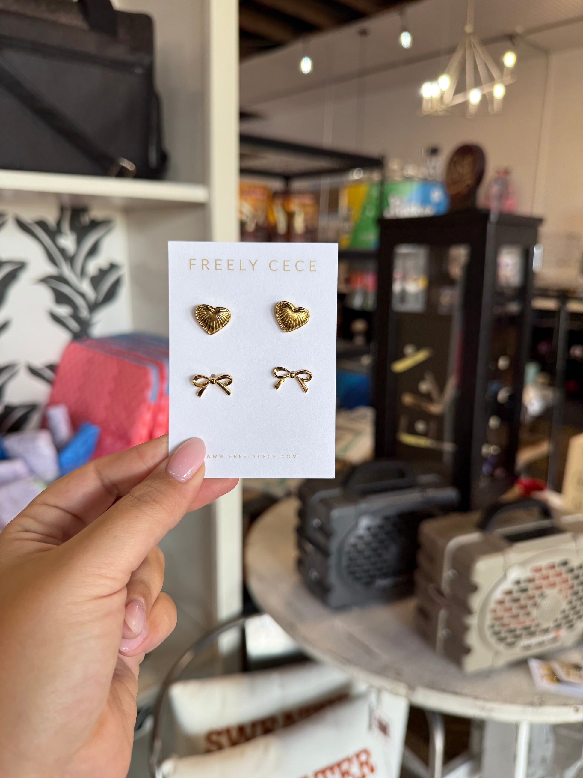 Heart/Bow Stud Earrings