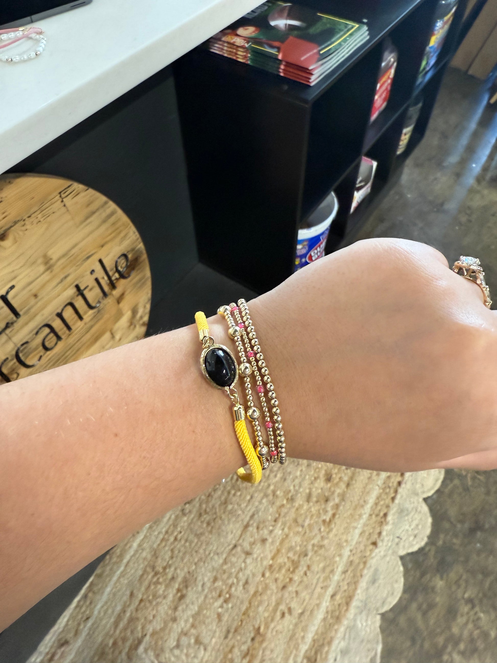 Cord Bracelet - Yellow - Black