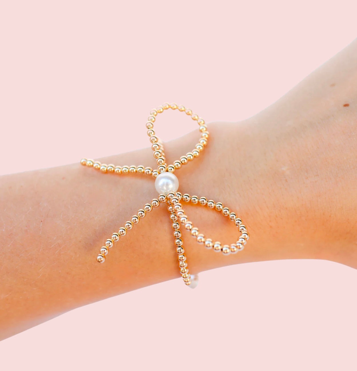 Beaded Blonde - Gold Bow Bracelet