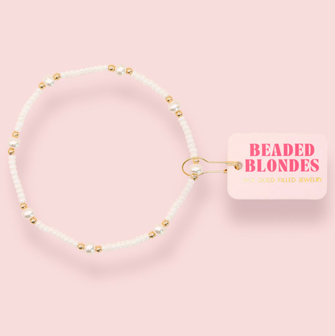 Beaded Blonde - White Pearl Anklet