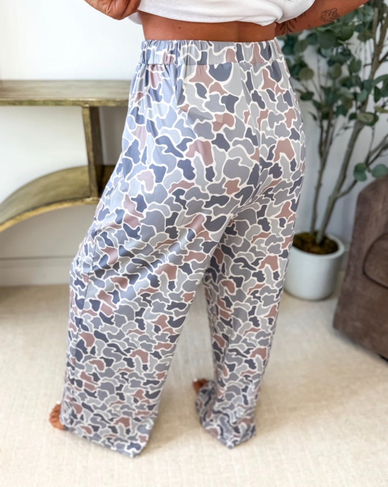 The Hannah Lounge Pants - Sage Green Duck Camo