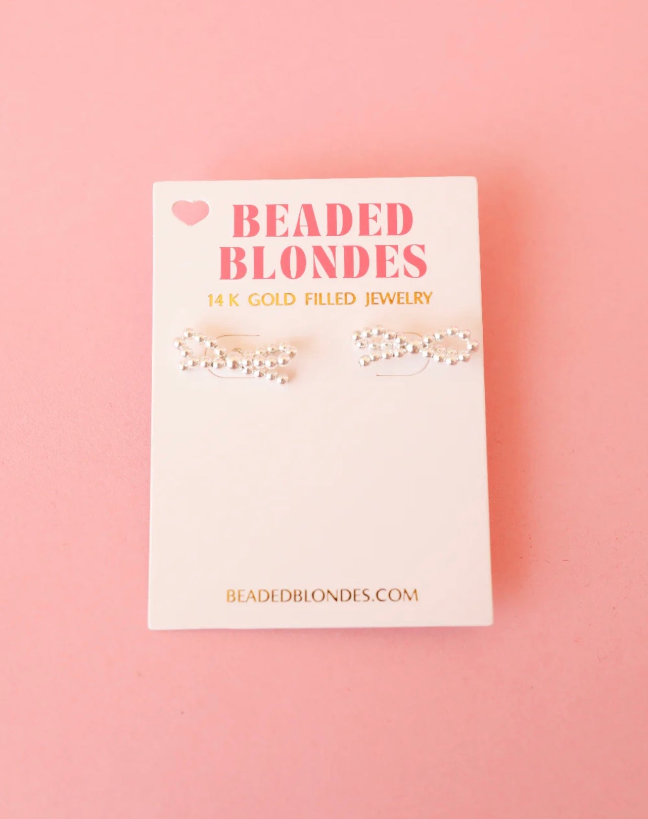 Beaded Blondes - Silver Bow Earrings