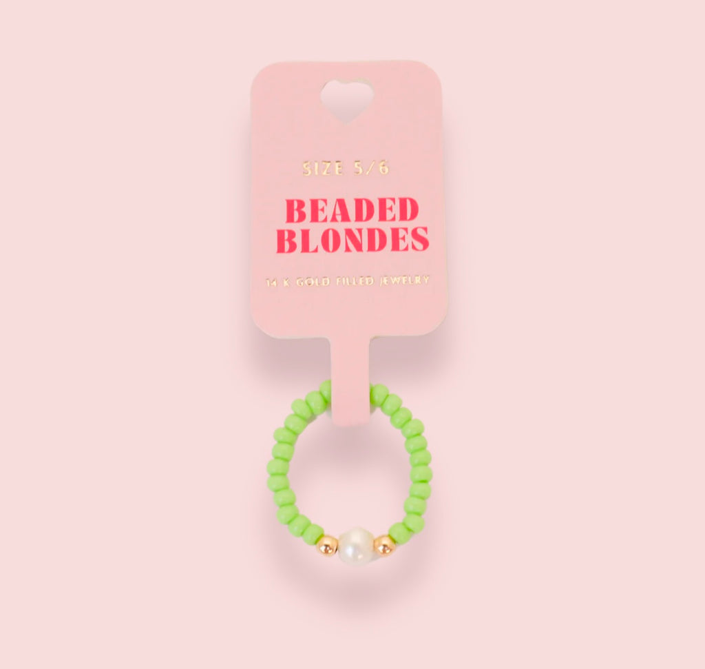Beaded Blonde - Pastel Green Pearl Ring