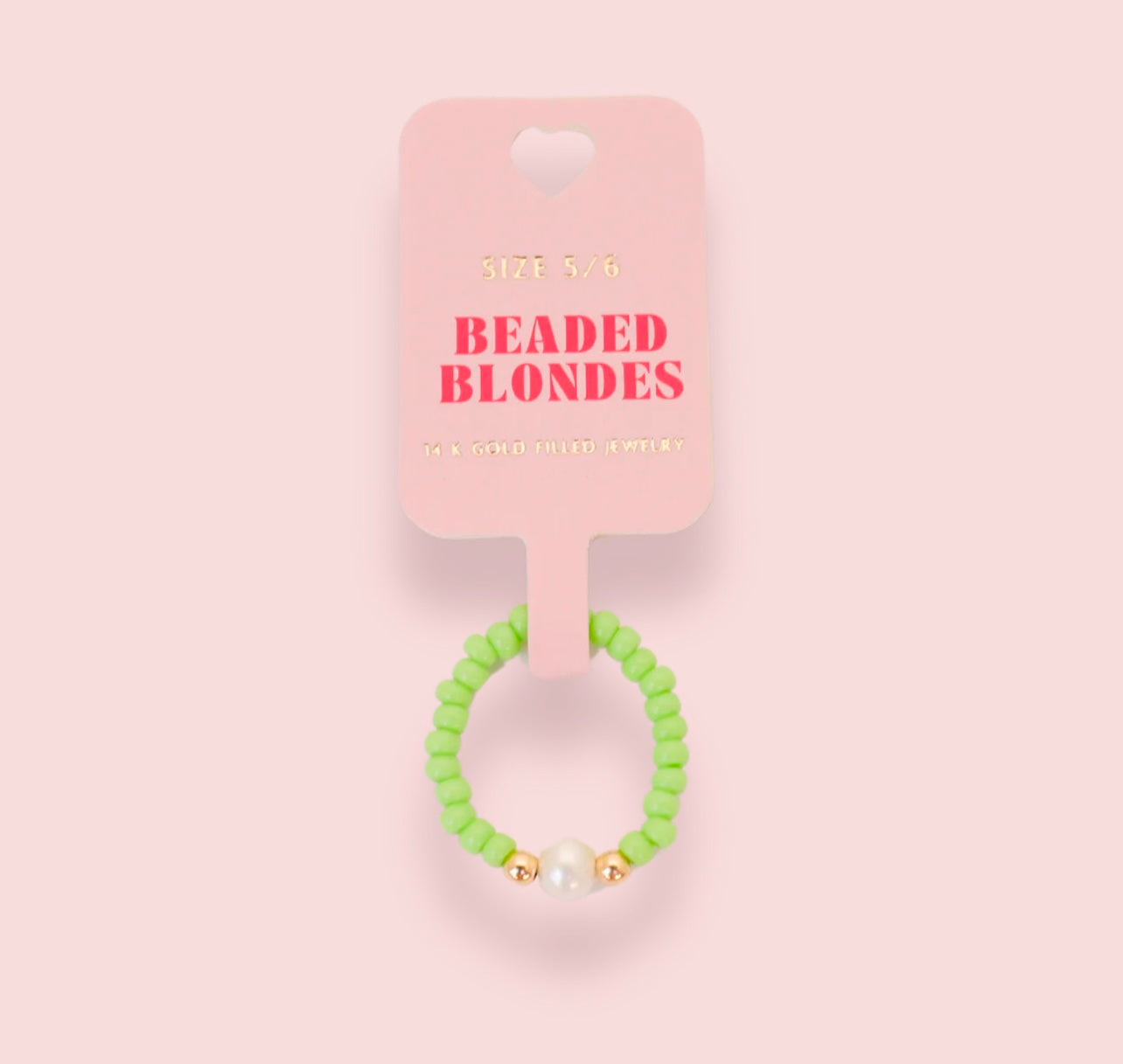 Beaded Blonde - Pastel Green Pearl Ring