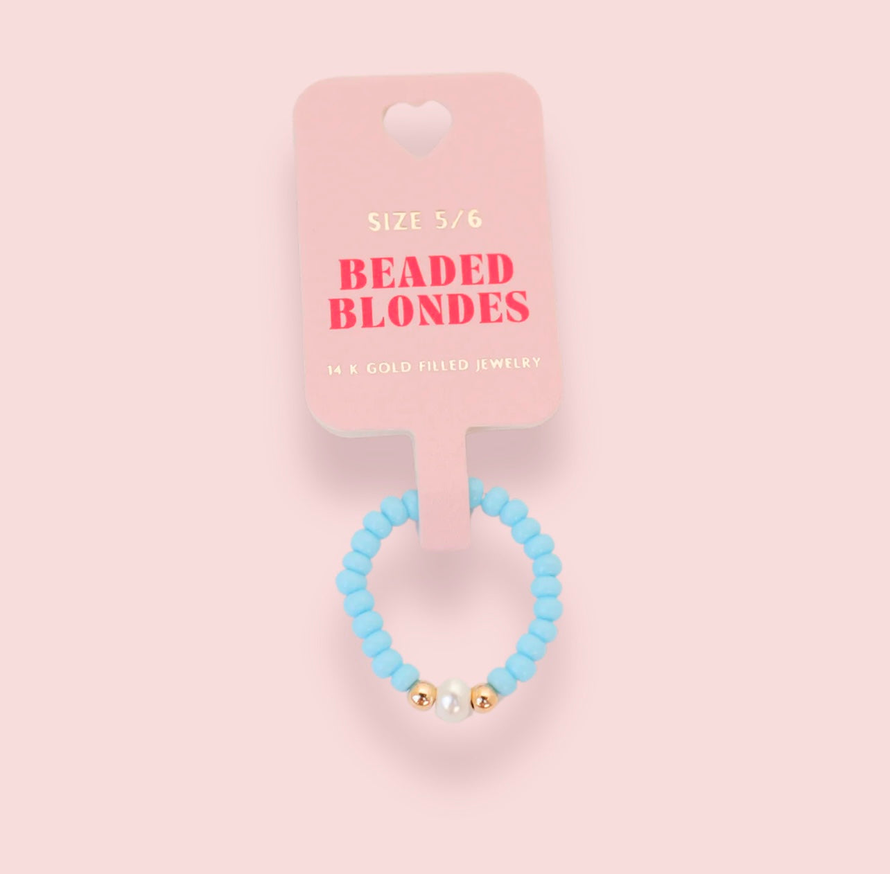 Beaded Blonde - Pastel Blue Pearl Ring