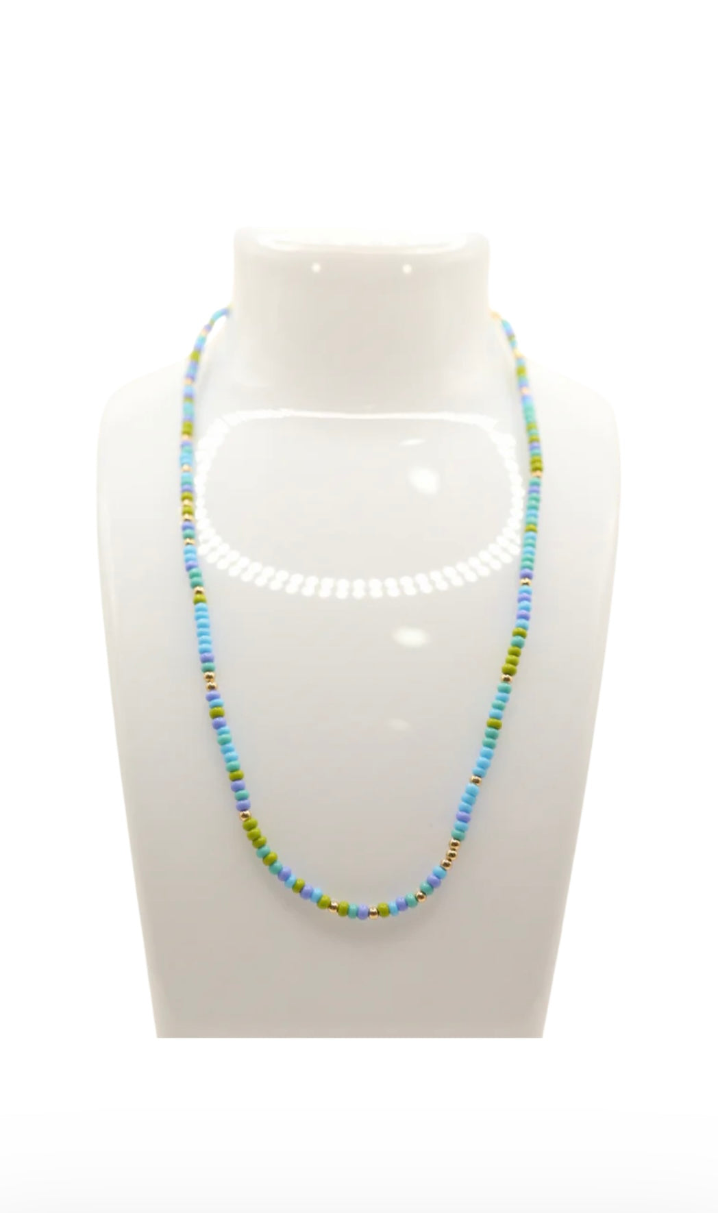Beaded Blondes - Blues & Green Sprinkle Necklace 16"