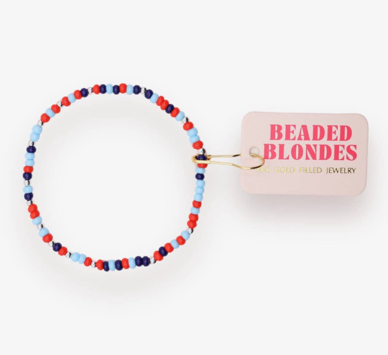 Beaded Blondes - Bright Red & Blues Sprinkle Bracelet