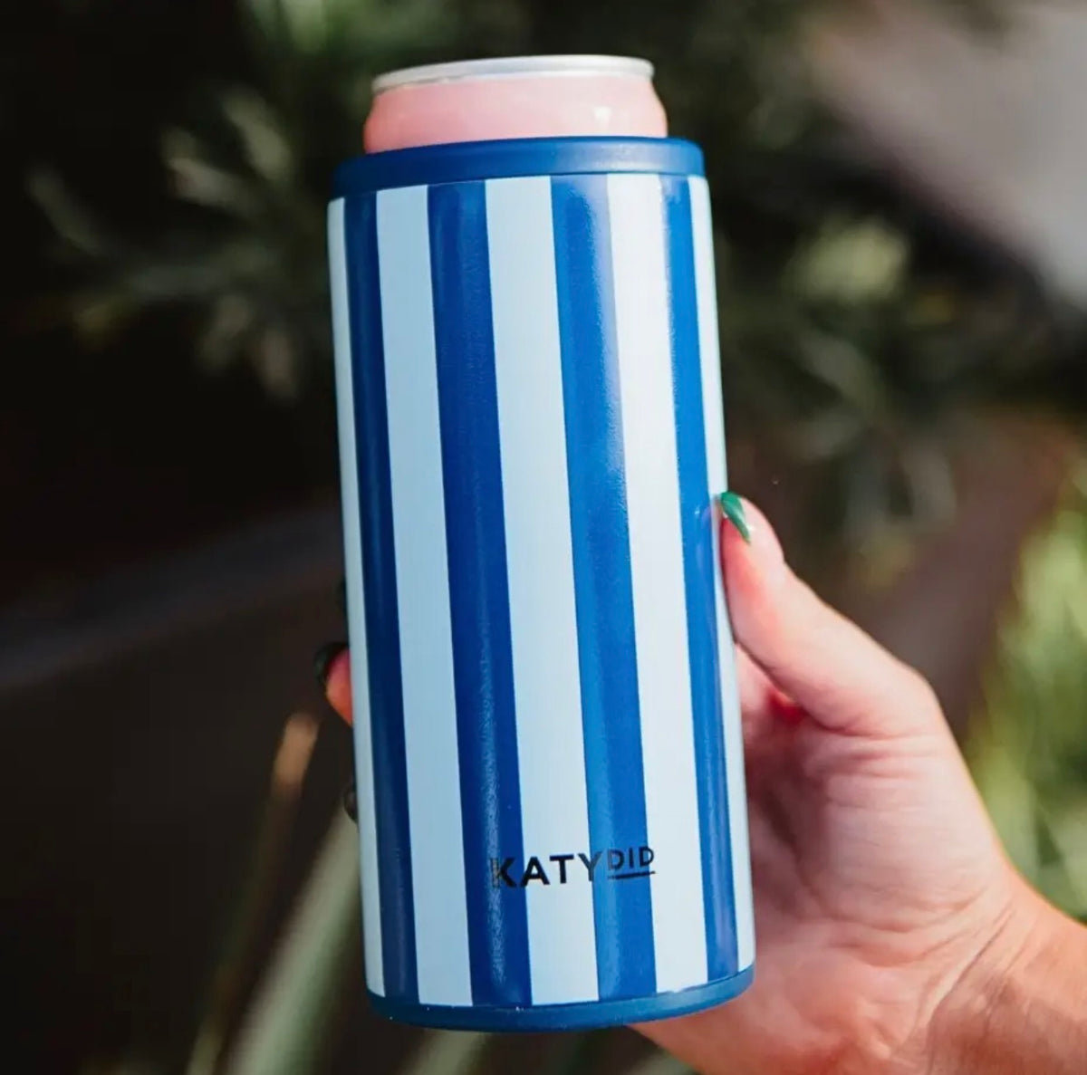 Blue Stripe Slim Can Koozie