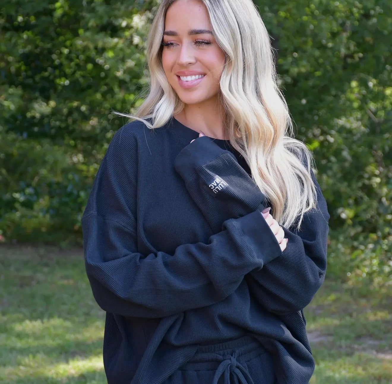 Lulu Mac Waffle Top - Black