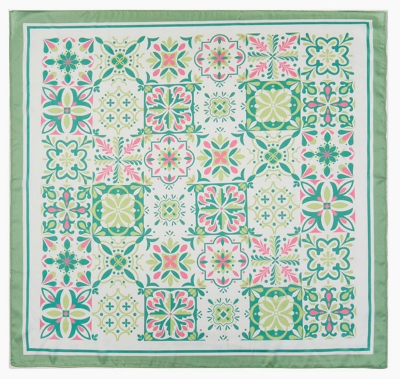 Garden Tile Mosaic Print Bandana - Green