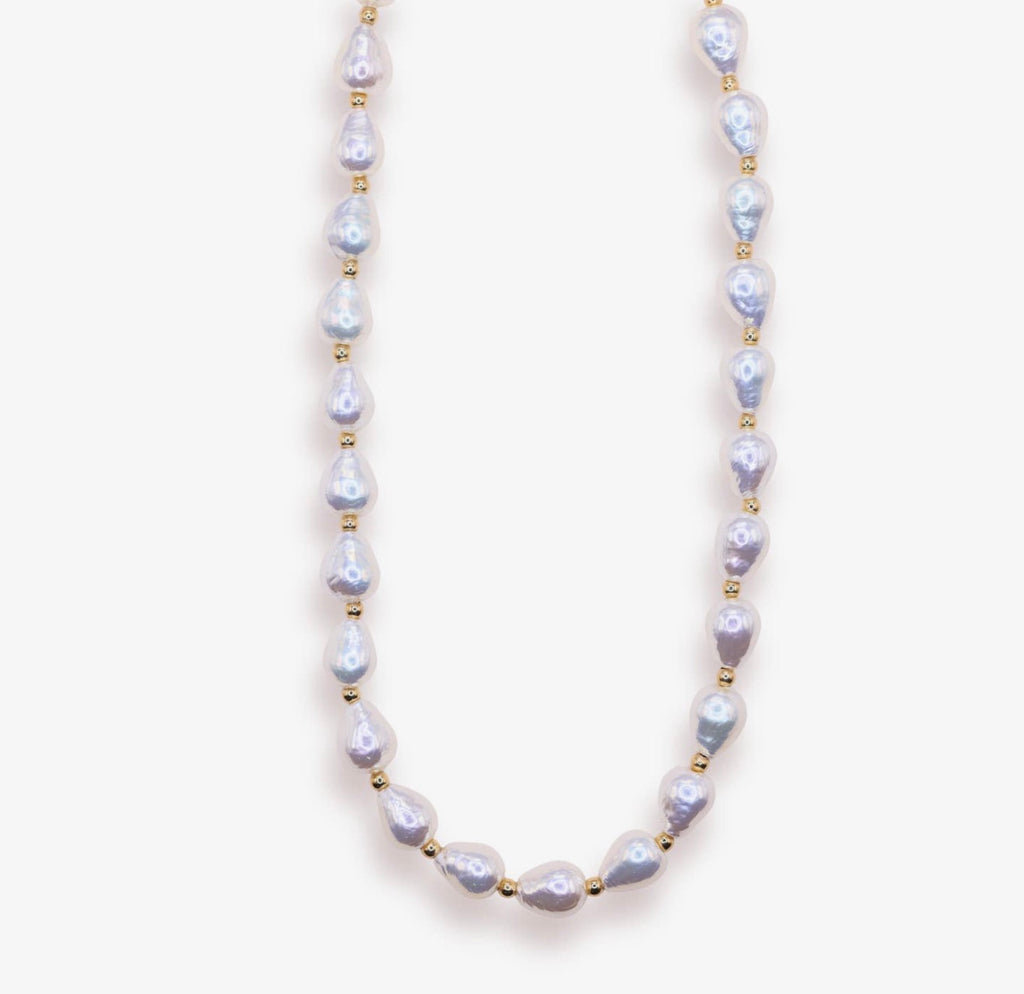 Beaded Blondes - Saylor Pearl Necklace in Gold