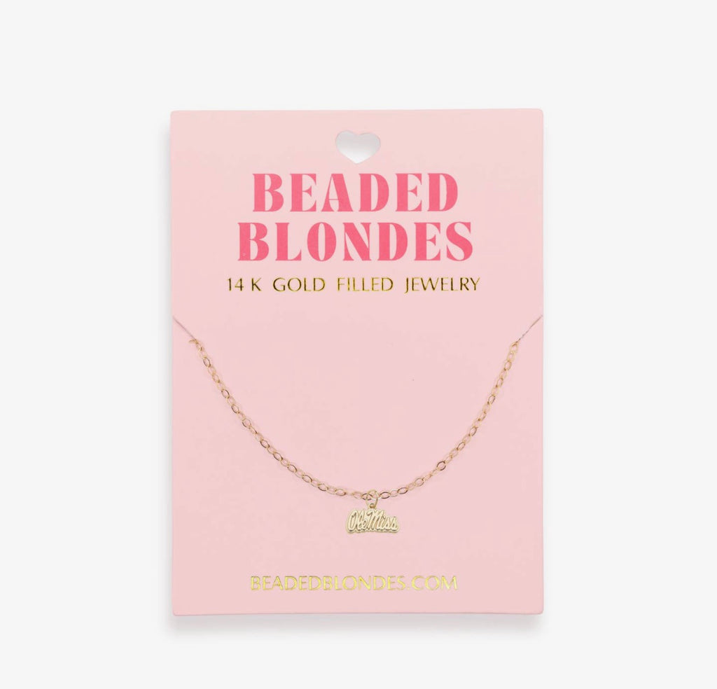 Beaded Blondes - Ole Miss Logo Charm Necklace