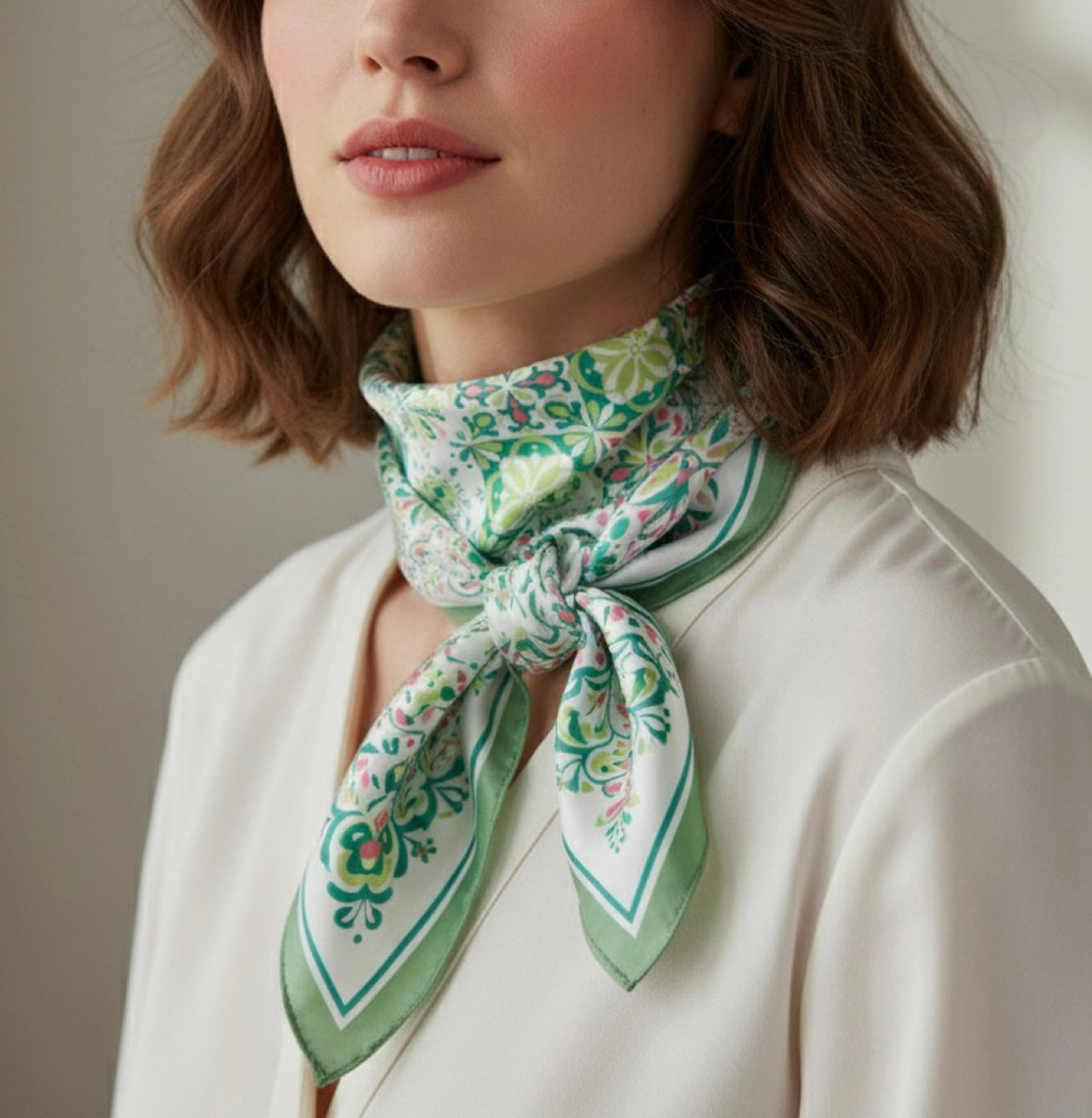 Garden Tile Mosaic Print Bandana - Green