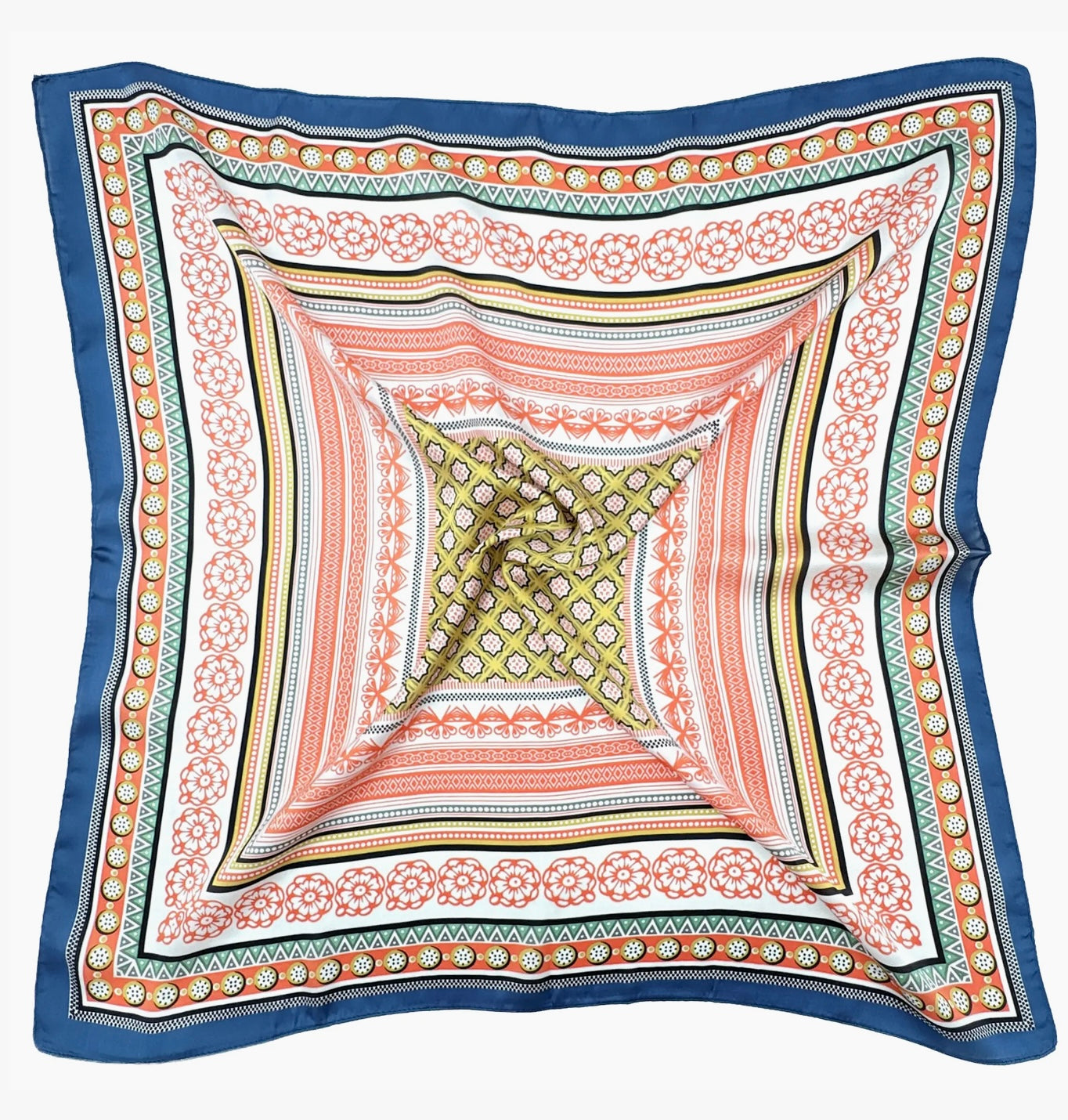Boho Print Square Scarf - Navy