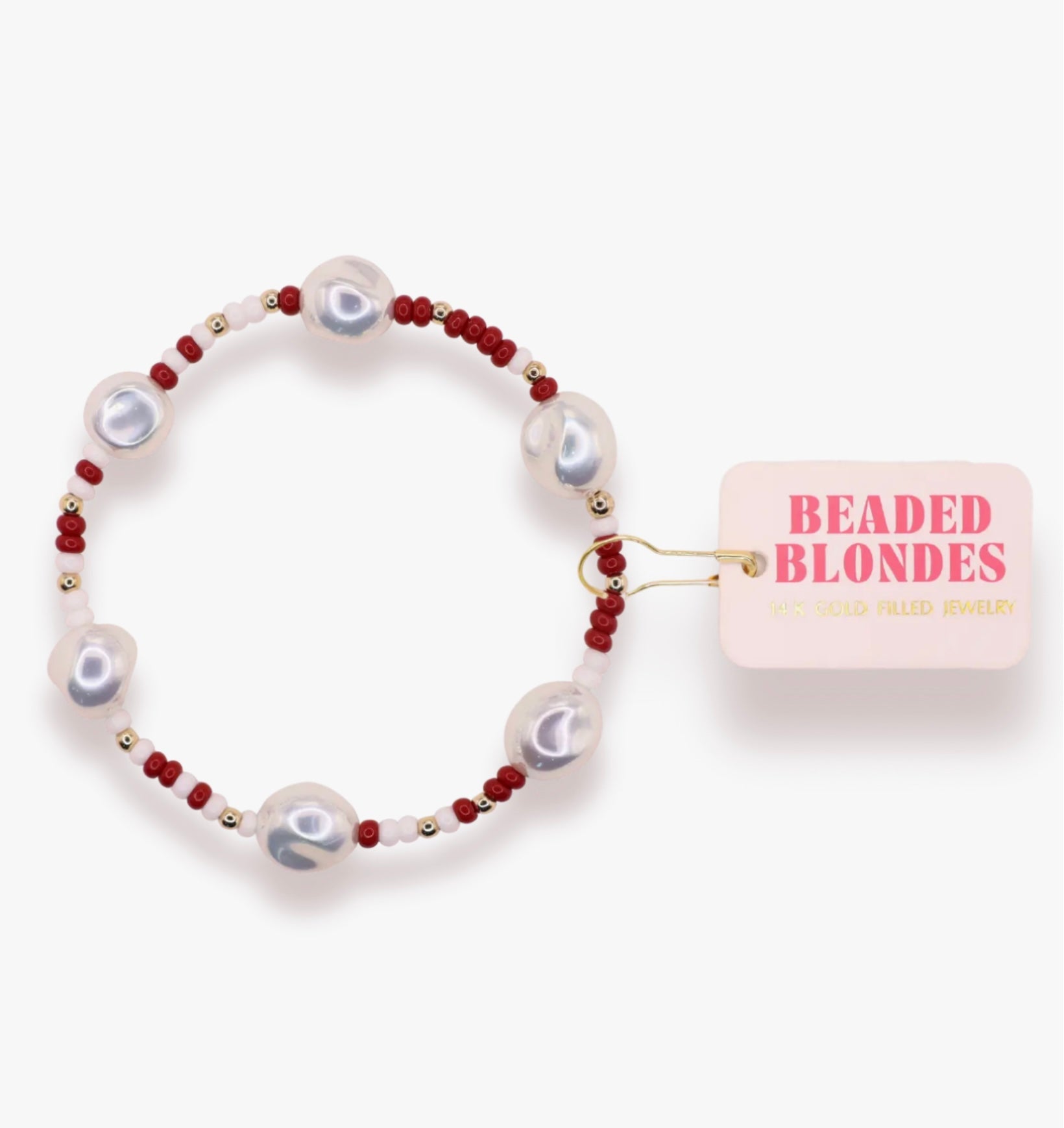 Beaded Blondes - Maroon & White Sadie Sprinkle Bradelet