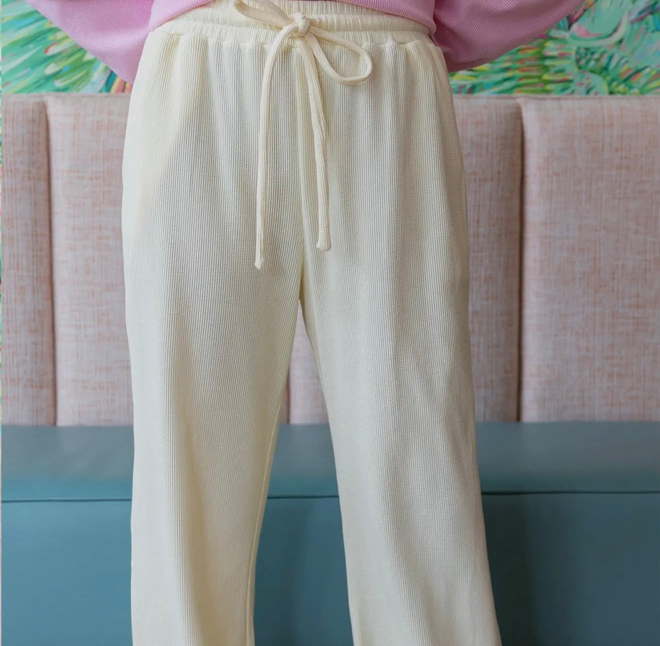 Lulu Mac Waffle Pants - Butter
