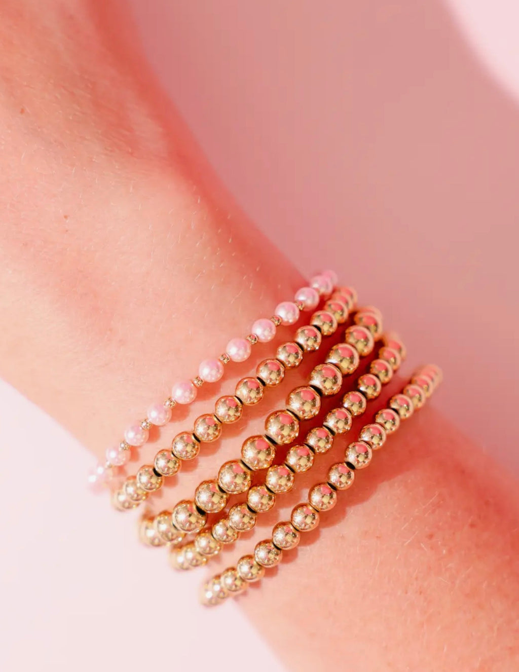 Beaded Blondes - Pink Mini Luci Bracelet in Gold