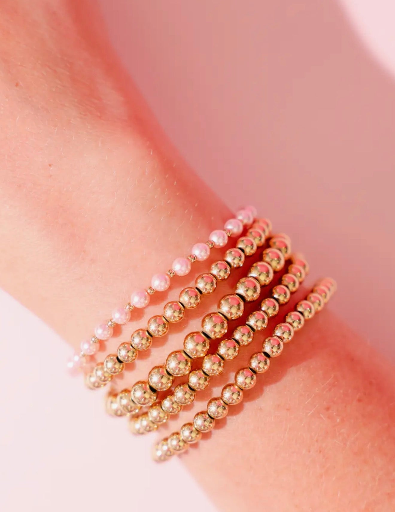 Beaded Blondes - Pink Mini Luci Bracelet in Gold
