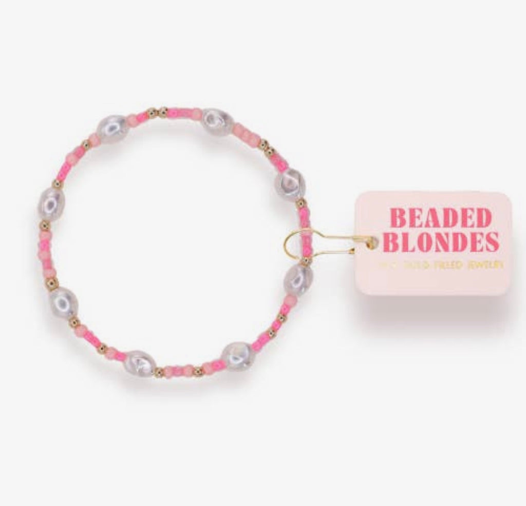 Beaded Blondes - Flamingo Sprinkle Pearl Bracelet