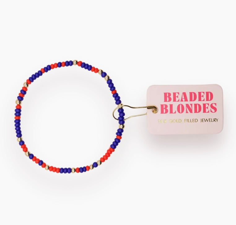 Beaded Blondes - Bright Red & Cobalt Blue Sprinkle