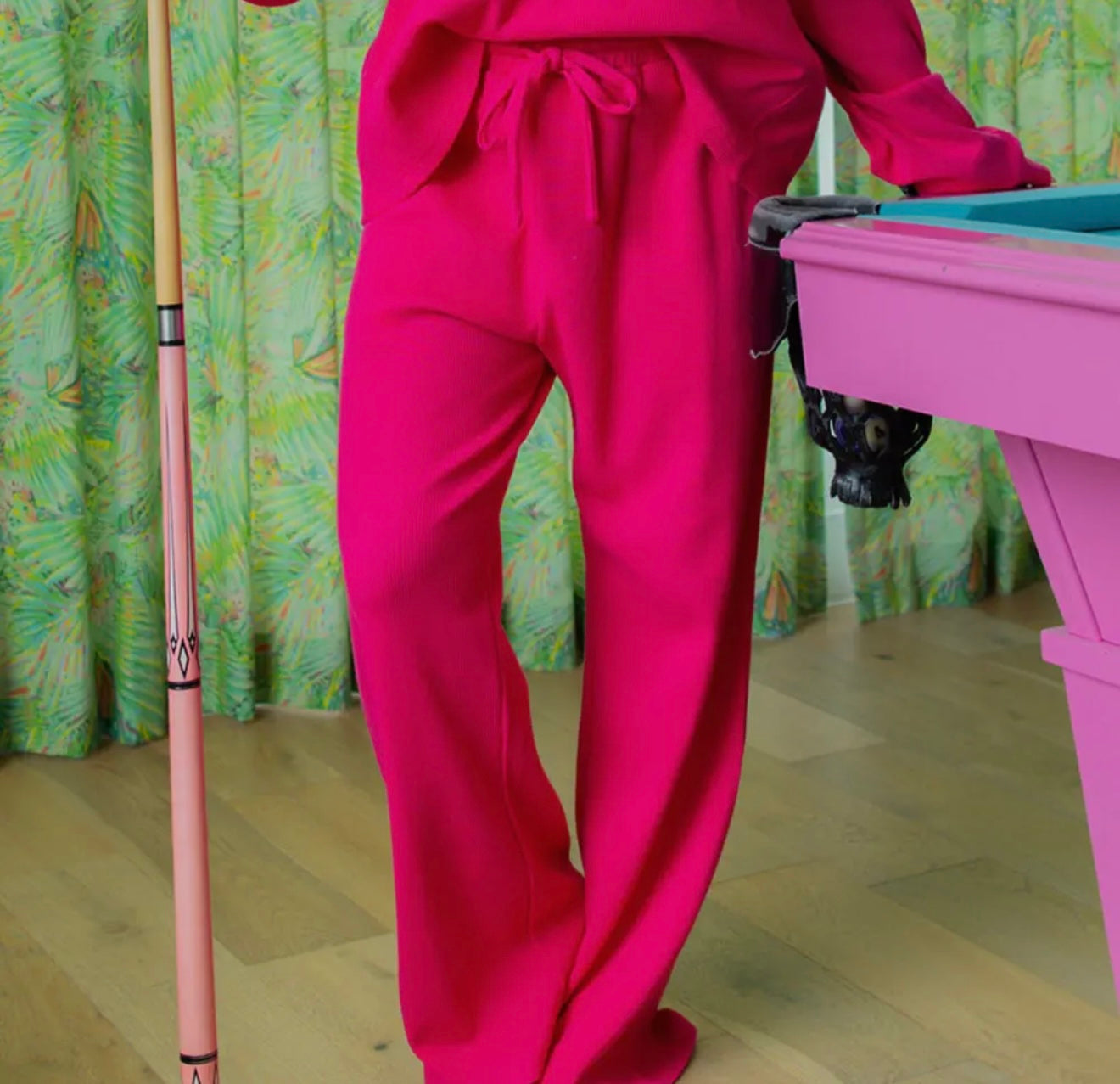 Lulu Mac Waffle Pants - Hot Pink