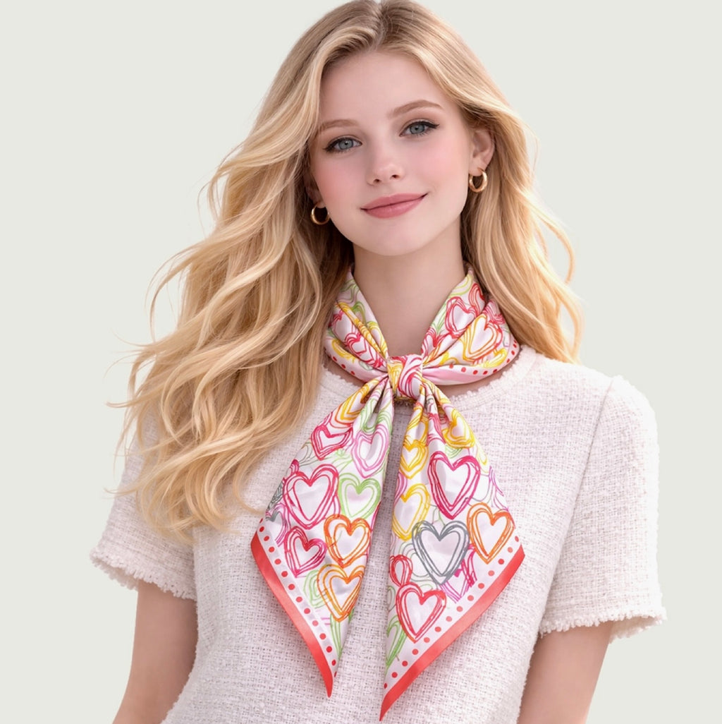 Heart Print Square Scarf