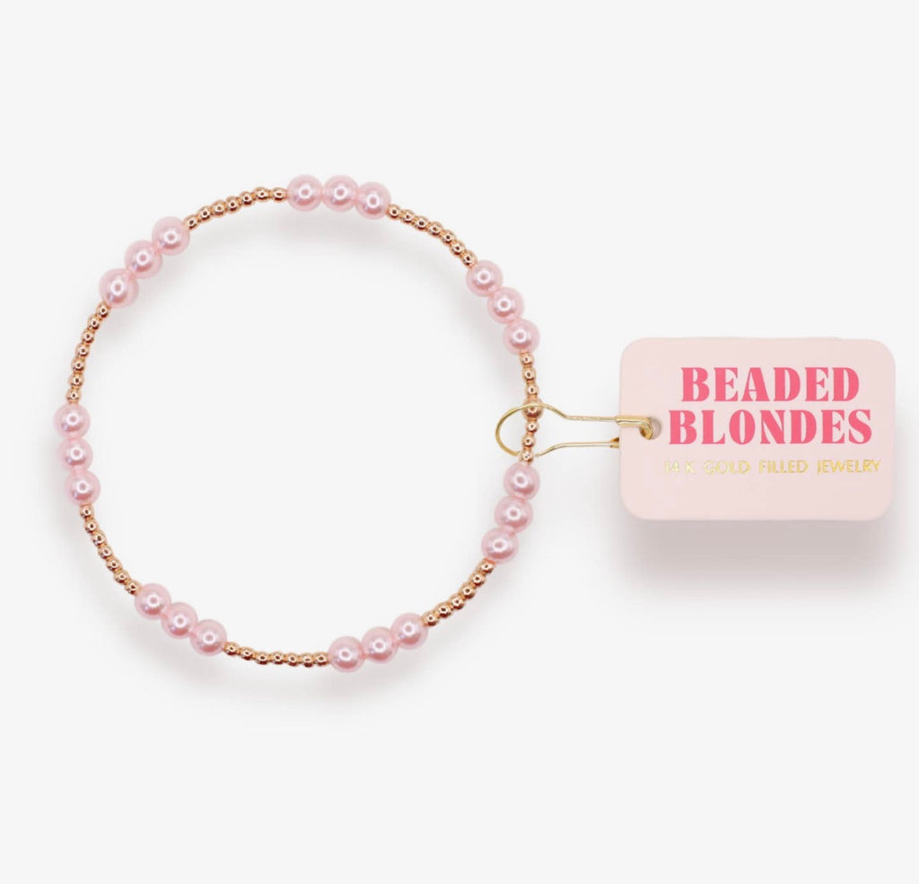 Beaded Blondes - Pink ILY Bracelet in Gold
