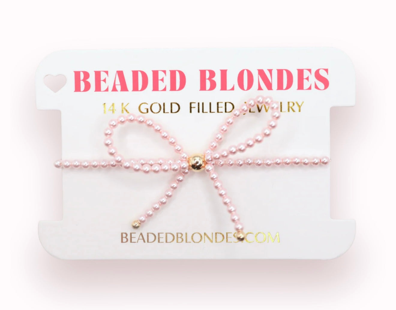 Beaded Blondes - Pink Pearl Bow Bracelet