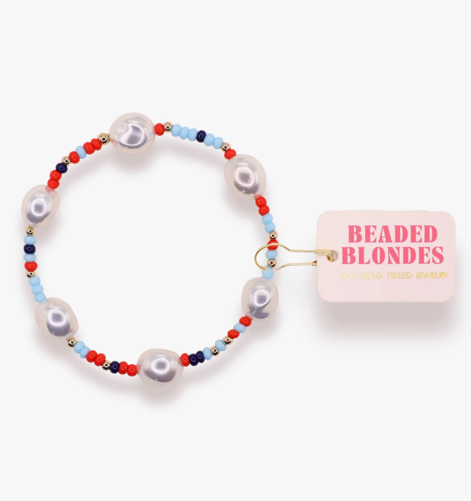 Beaded Blondes - Bright Red & Blues Sadie Sprinkle Bracelet