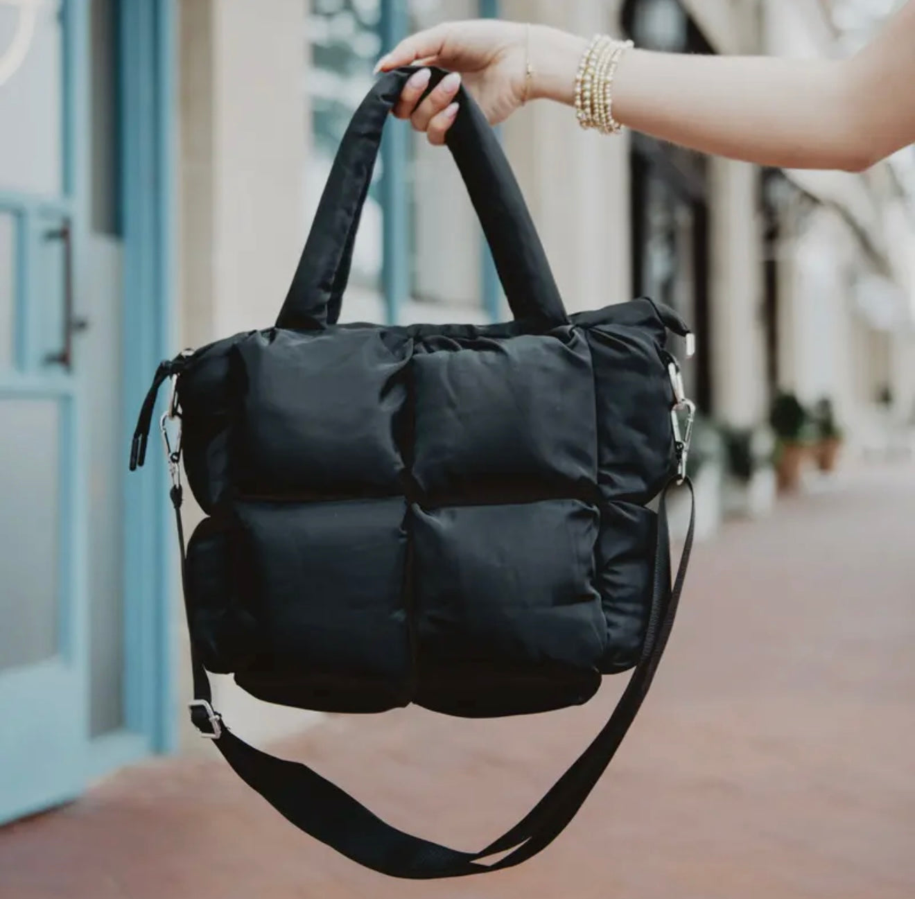 Mini Puffer Tote - Black